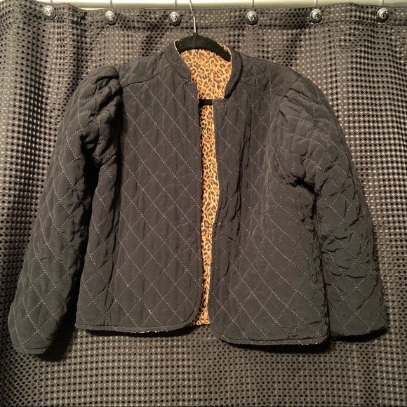 Reversible Cheetah print and black quilted jacket - Picture 2 of 2